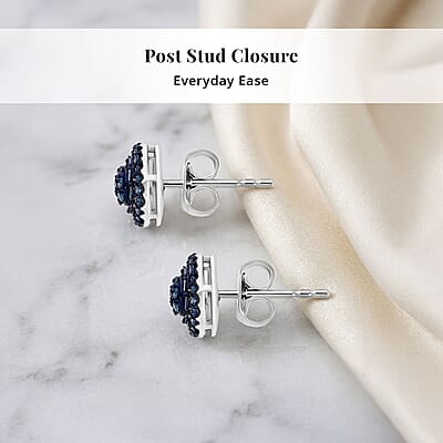 Venice Blue Diamond I1-I2 0.50 ctw A Touch of Luxury Earrings in Platinum Over Sterling Silver