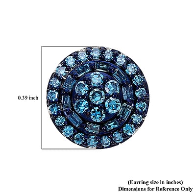 Venice Blue Diamond I1-I2 0.50 ctw A Touch of Luxury Earrings in Platinum Over Sterling Silver