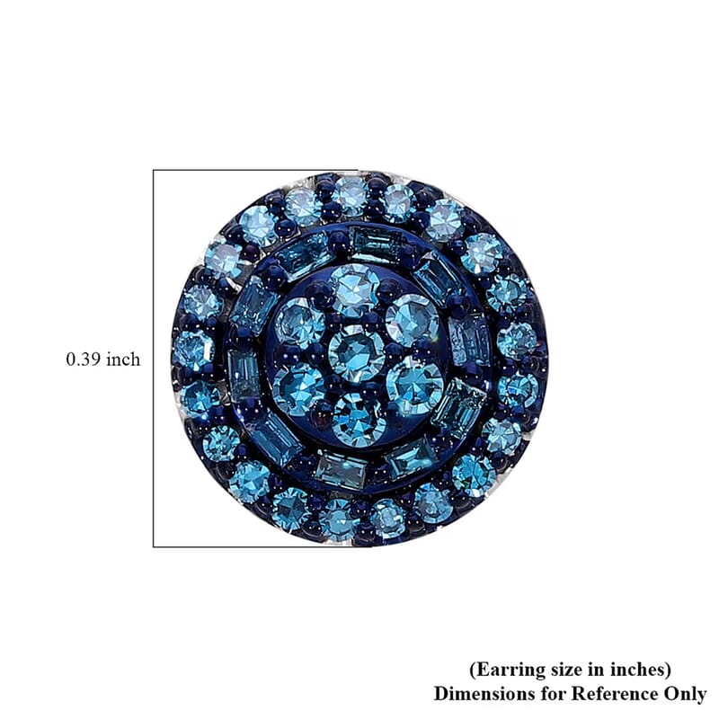 Venice Blue Diamond I1-I2 0.50 ctw A Touch of Luxury Earrings in Platinum Over Sterling Silver