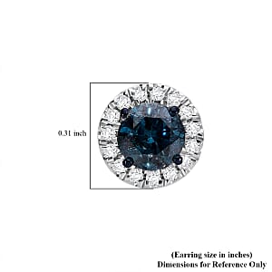 Venice Blue and White Diamond I1-I2 1.00 ctw A Touch of Luxury Earrings in Platinum Over Sterling Silver