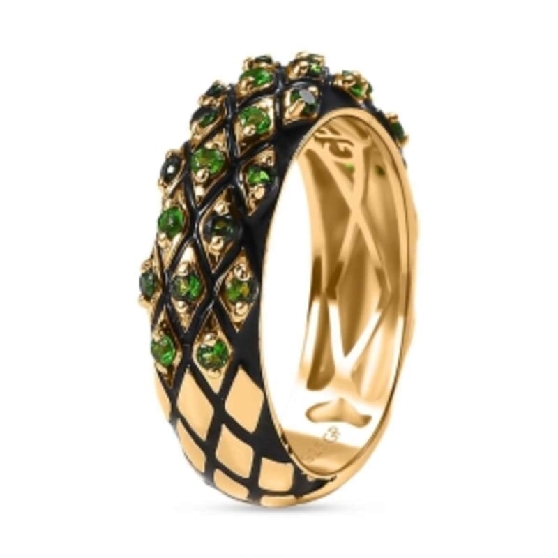 GP Chrome Diopside 0.57 ctw Ring in 18K Vermeil Yellow Gold Over Sterling Silver (Size 6.5)