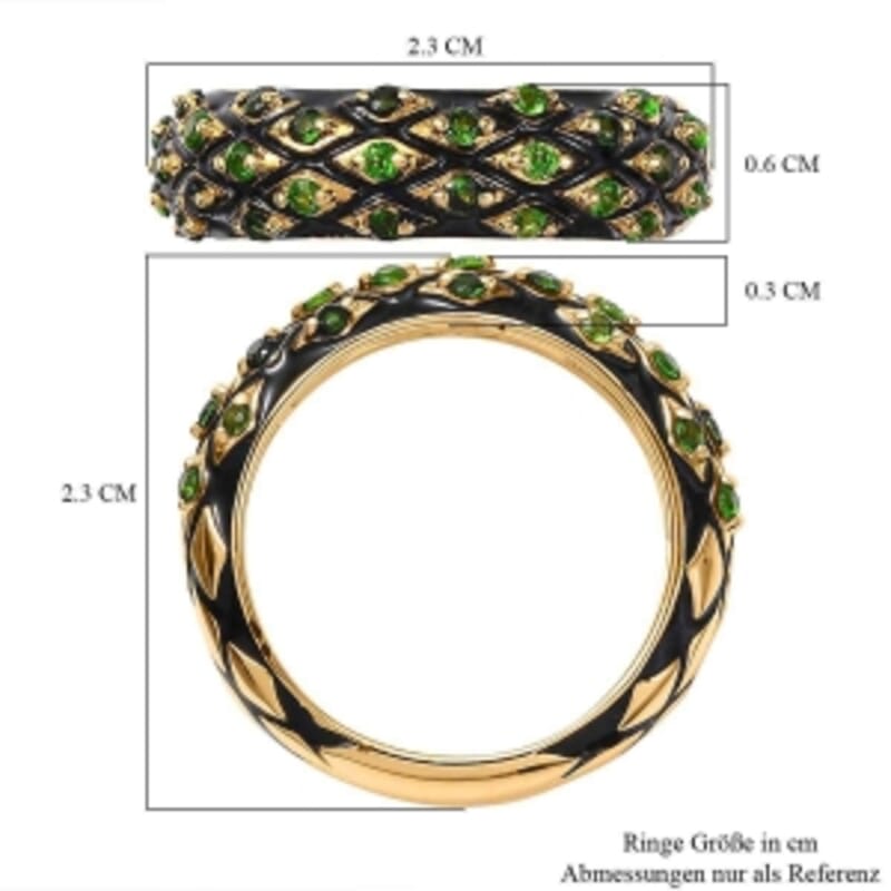 GP Chrome Diopside 0.57 ctw Ring in 18K Vermeil Yellow Gold Over Sterling Silver (Size 6.5)