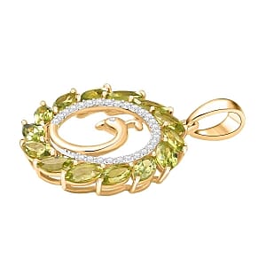 Peridot and White Zircon 4.48 ctw Pendant in Sterling Silver
