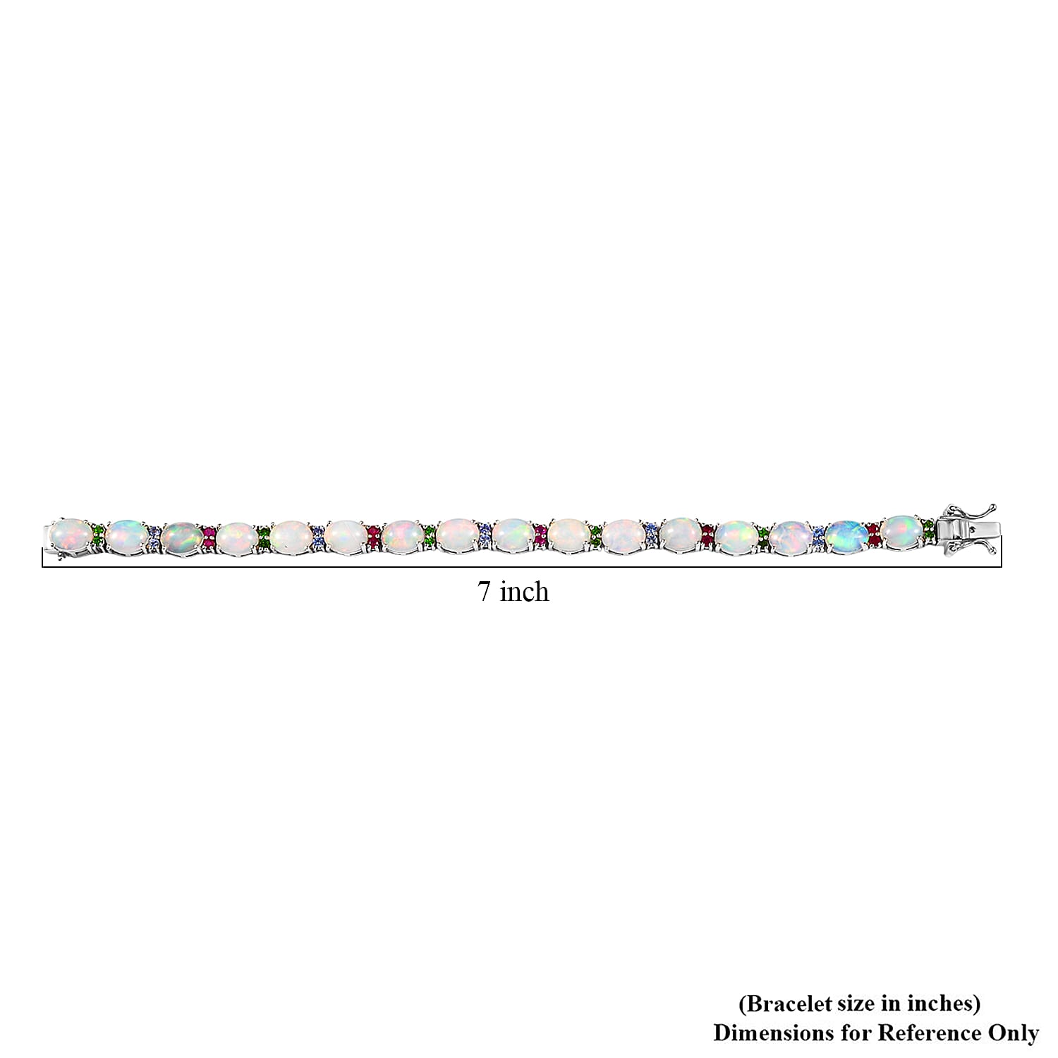 D'Joy Premium Ethiopian Welo Opal and Multi Gemstone 13.90 ctw Rainbow Bracelet in Rhodium Over Sterling Silver (6.50 In)