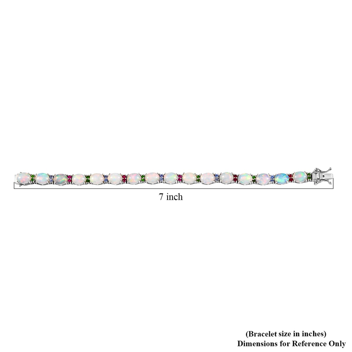 Premium Ethiopian Welo Opal and Multi Gemstone 13.90 ctw Bracelet in Rhodium Over Sterling Silver (6.50 In) image number 4