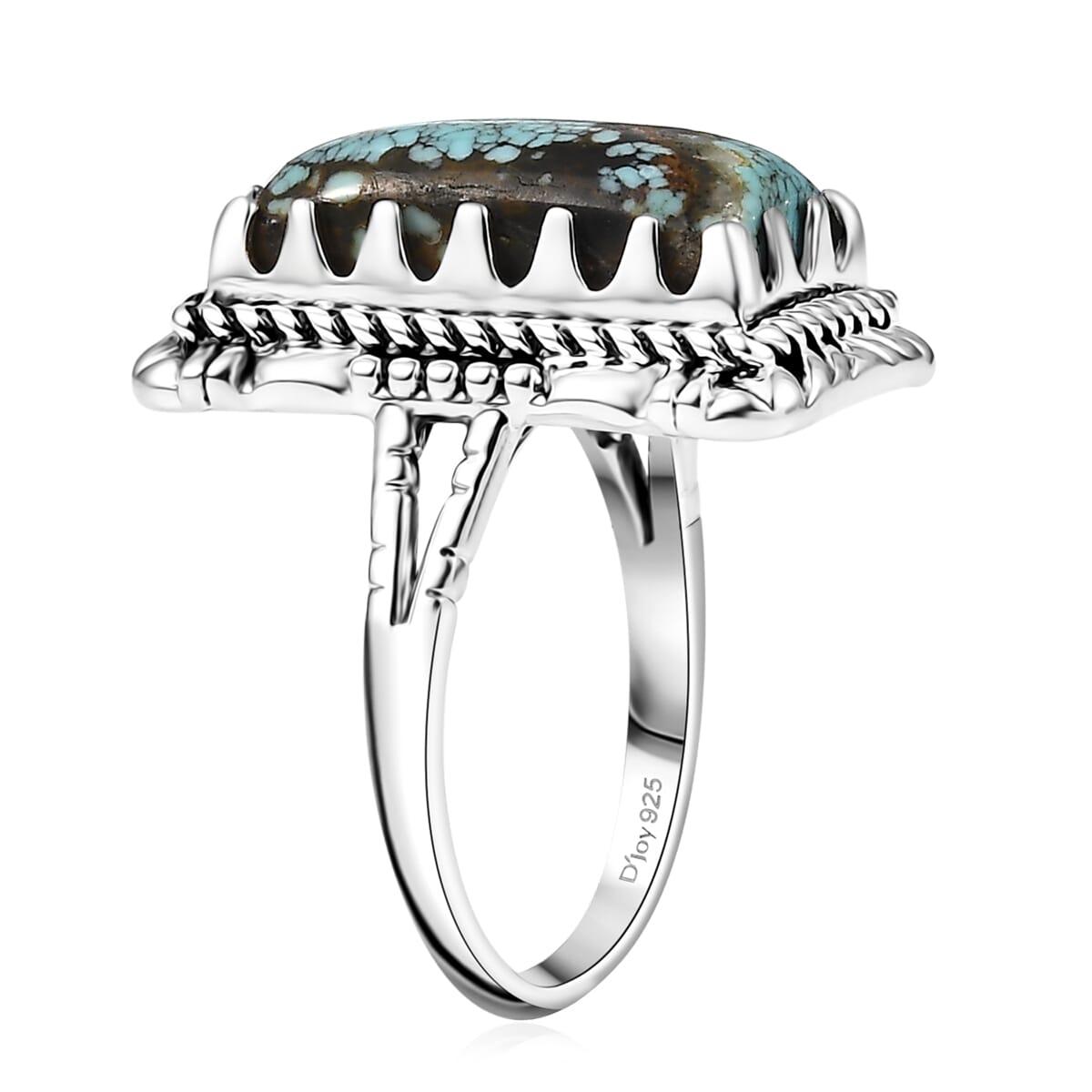 D'Joy Artisan Crafted Blue Moon Turquoise 5.75 ctw Ring in Black Oxidized Sterling Silver (Size 6.0) image number 3