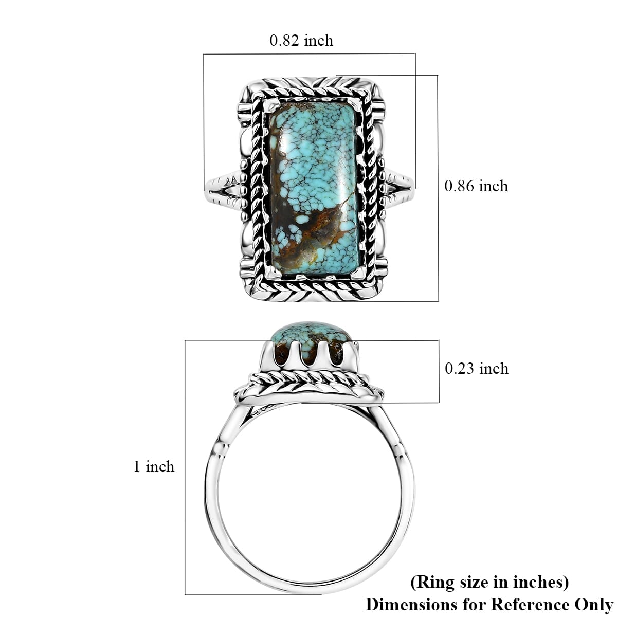 D'Joy Artisan Crafted Blue Moon Turquoise 5.75 ctw Ring in Black Oxidized Sterling Silver (Size 6.0) image number 5
