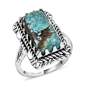 D'Joy Artisan Crafted Blue Moon Turquoise 5.75 ctw Ring in Black Oxidized Sterling Silver (Size 8.0)