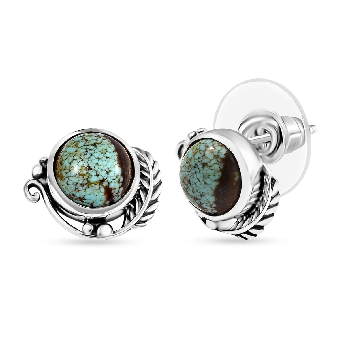 D'Joy Artisan Crafted Blue Moon Turquoise 3.70 ctw Feather Earrings in Black Oxidized Sterling Silver image number 0