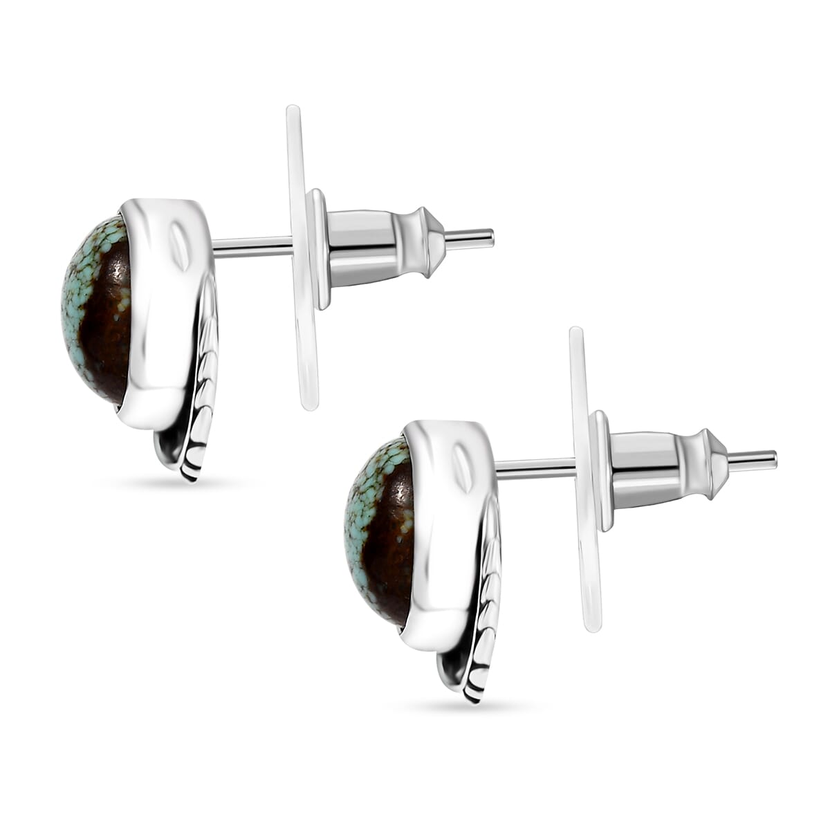 D'Joy Artisan Crafted Blue Moon Turquoise 3.70 ctw Feather Earrings in Black Oxidized Sterling Silver image number 4