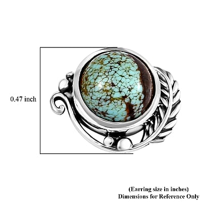 D'Joy Artisan Crafted Blue Moon Turquoise 3.70 ctw Feather Earrings in Black Oxidized Sterling Silver