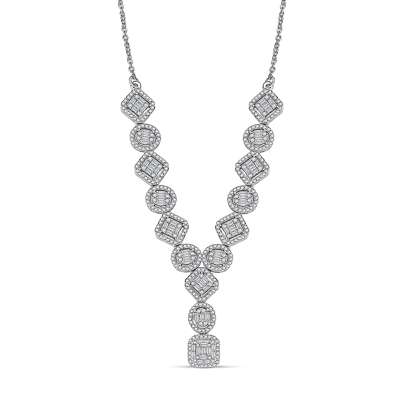D'Joy Diamond 3.00 ctw Necklace in Rhodium Over Sterling Silver 18 Inches