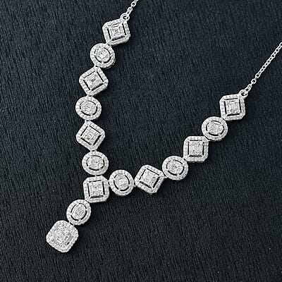 D'Joy Diamond 3.00 ctw Necklace in Rhodium Over Sterling Silver 18 Inches