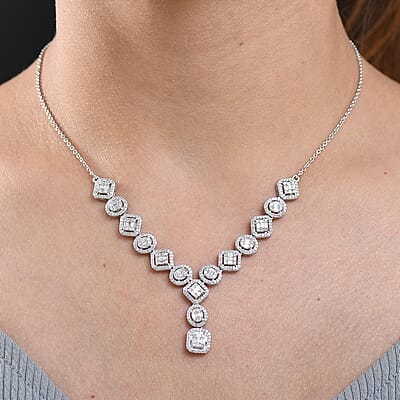 D'Joy Diamond 3.00 ctw Necklace in Rhodium Over Sterling Silver 18 Inches