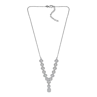 D'Joy Diamond 3.00 ctw Necklace in Rhodium Over Sterling Silver 18 Inches