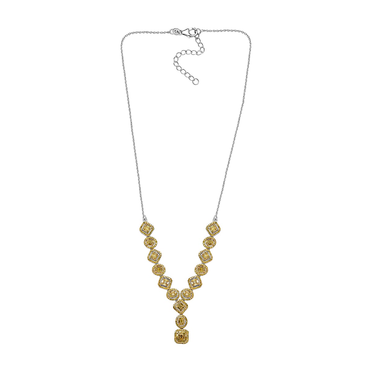 D'Joy Yellow Diamond 2.33 ctw Art Deco Elegance Necklace in Rhodium Over Sterling Silver 18 Inches image number 3