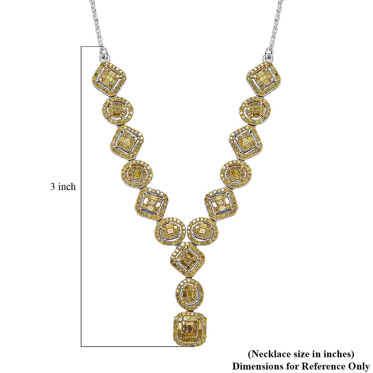 D'Joy Yellow Diamond 2.33 ctw Art Deco Elegance Necklace in Rhodium Over Sterling Silver 18 Inches image number 5