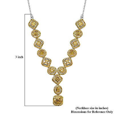D'Joy Yellow Diamond 2.33 ctw Art Deco Elegance Necklace in Rhodium Over Sterling Silver 18 Inches
