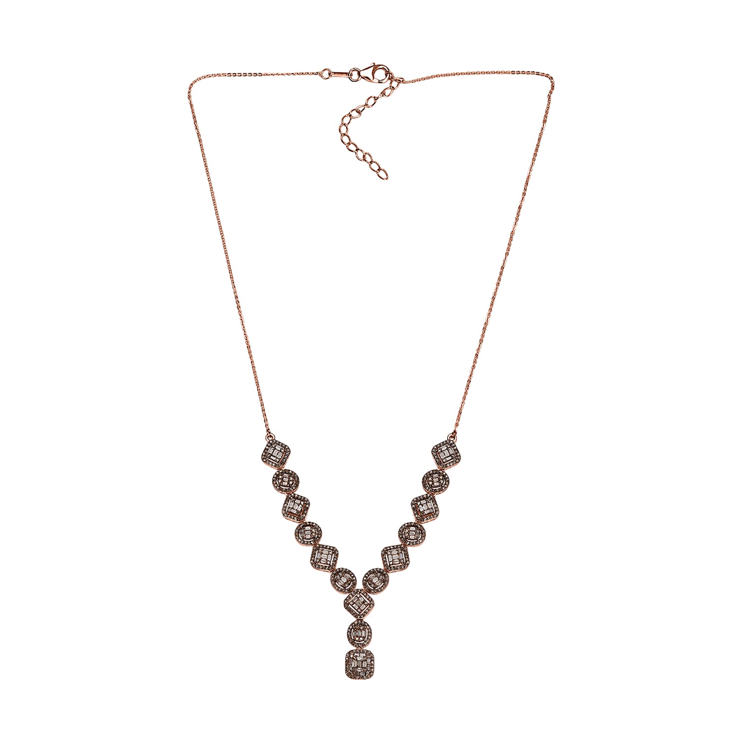 D'Joy Natural Champagne Diamond 2.33 ctw Necklace in 18K Vermeil Rose Gold Over Sterling Silver 18 Inches