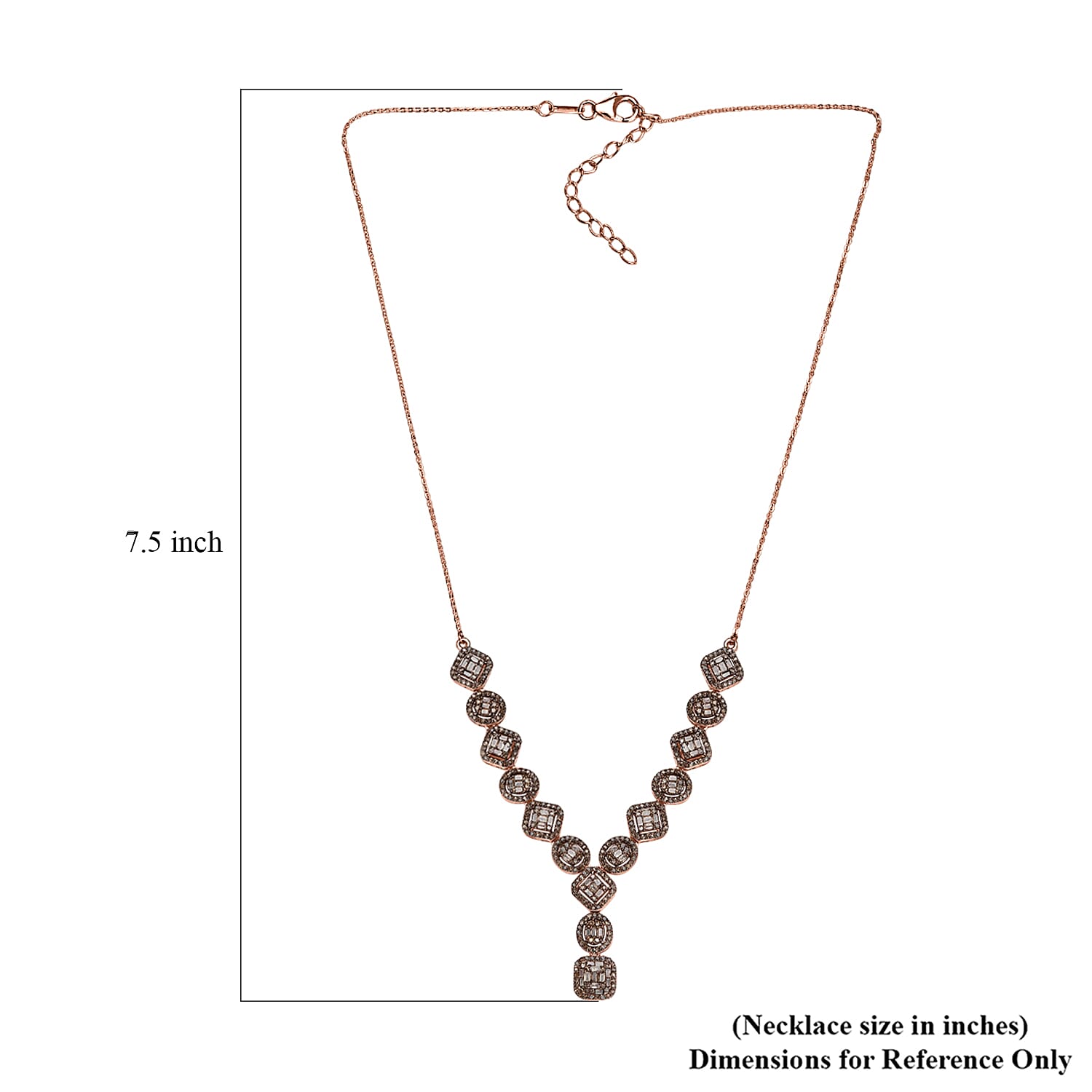 D'Joy Natural Champagne Diamond 2.33 ctw Necklace in 18K Vermeil Rose Gold Over Sterling Silver 18 Inches