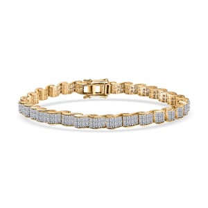 Luxuriant Lab Grown Diamond G-H SI 4.50 ctw Ocean Waves Bracelet in 18K Vermeil Yellow Gold Over Sterling Silver (7.25 In)
