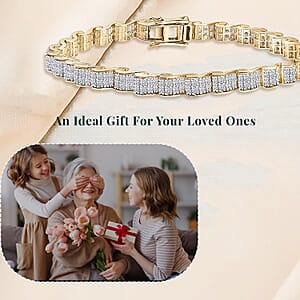 Luxuriant Lab Grown Diamond G-H SI 4.50 ctw Ocean Waves Bracelet in 18K Vermeil Yellow Gold Over Sterling Silver (7.25 In)