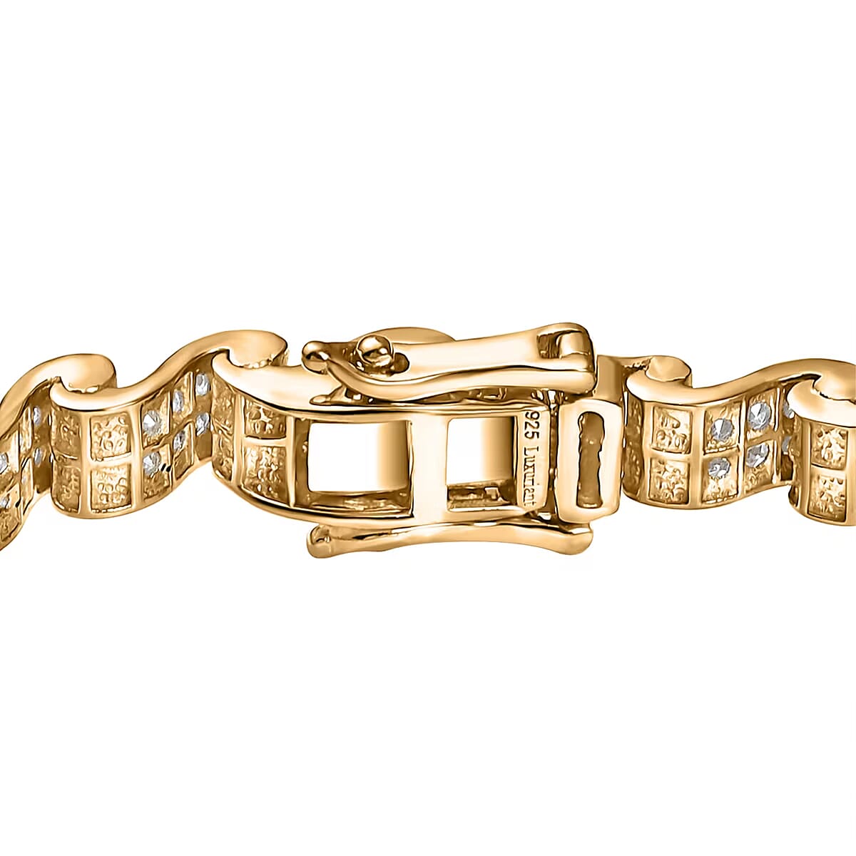 Luxuriant Lab Grown Diamond G-H SI 4.50 ctw Ocean Waves Bracelet in 18K Vermeil Yellow Gold Over Sterling Silver (7.25 In) image number 7