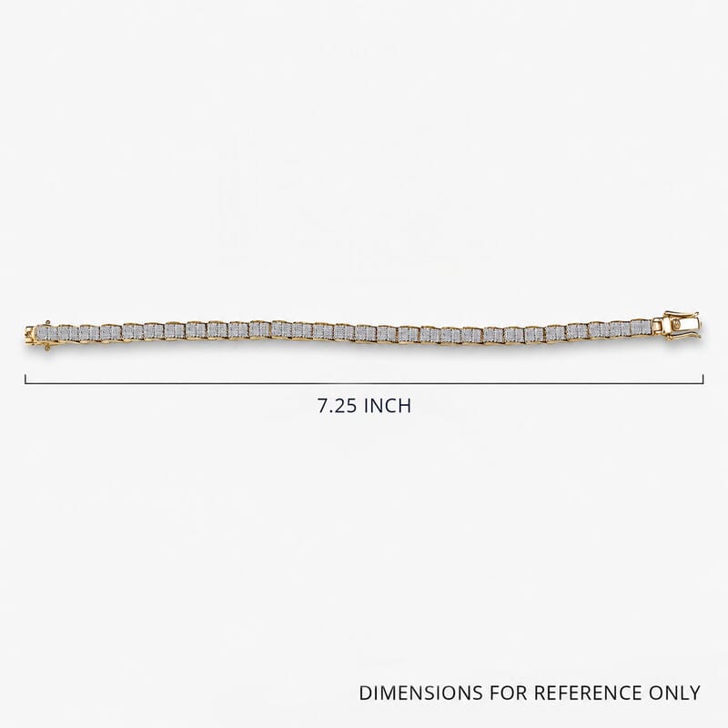Luxuriant Lab Grown Diamond G-H SI 4.50 ctw Ocean Waves Bracelet in 18K Vermeil Yellow Gold Over Sterling Silver (7.25 In)
