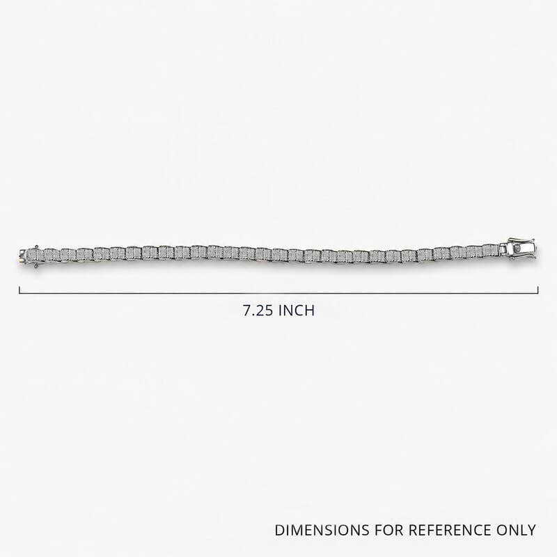 Luxuriant Lab Grown Diamond G-H SI 4.50 ctw Ocean Waves Bracelet in Rhodium Over Sterling Silver (7.25 In)