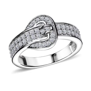 Luxuriant Lab Grown Diamond G-H SI 0.50 ctw Buckle Ring in Rhodium Over Sterling Silver (Size 10.0)