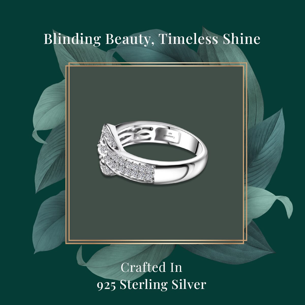 Luxuriant Lab Grown Diamond G-H SI 0.50 ctw Buckle Ring in Rhodium Over Sterling Silver (Size 10.0) image number 2