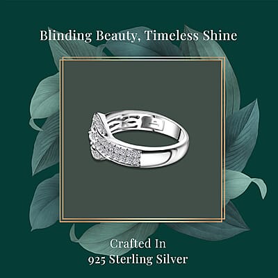 Luxuriant Lab Grown Diamond G-H SI 0.50 ctw Buckle Ring in Rhodium Over Sterling Silver (Size 10.0)