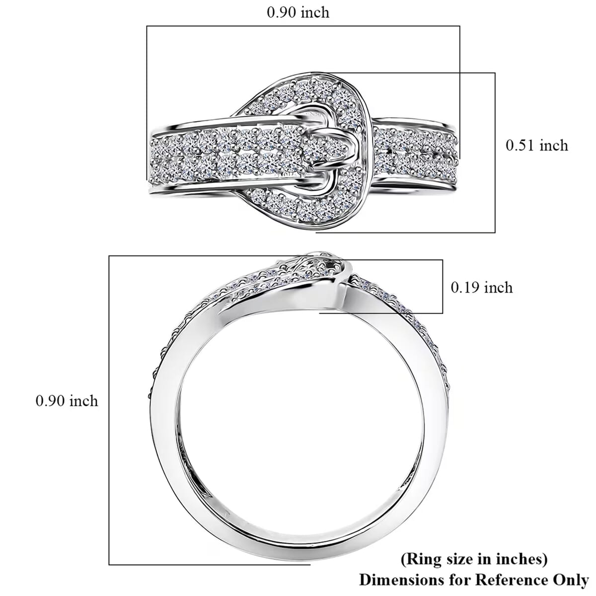 Luxuriant Lab Grown Diamond G-H SI 0.50 ctw Buckle Ring in Rhodium Over Sterling Silver (Size 10.0) image number 7