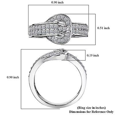 Luxuriant Lab Grown Diamond G-H SI 0.50 ctw Buckle Ring in Rhodium Over Sterling Silver (Size 10.0)