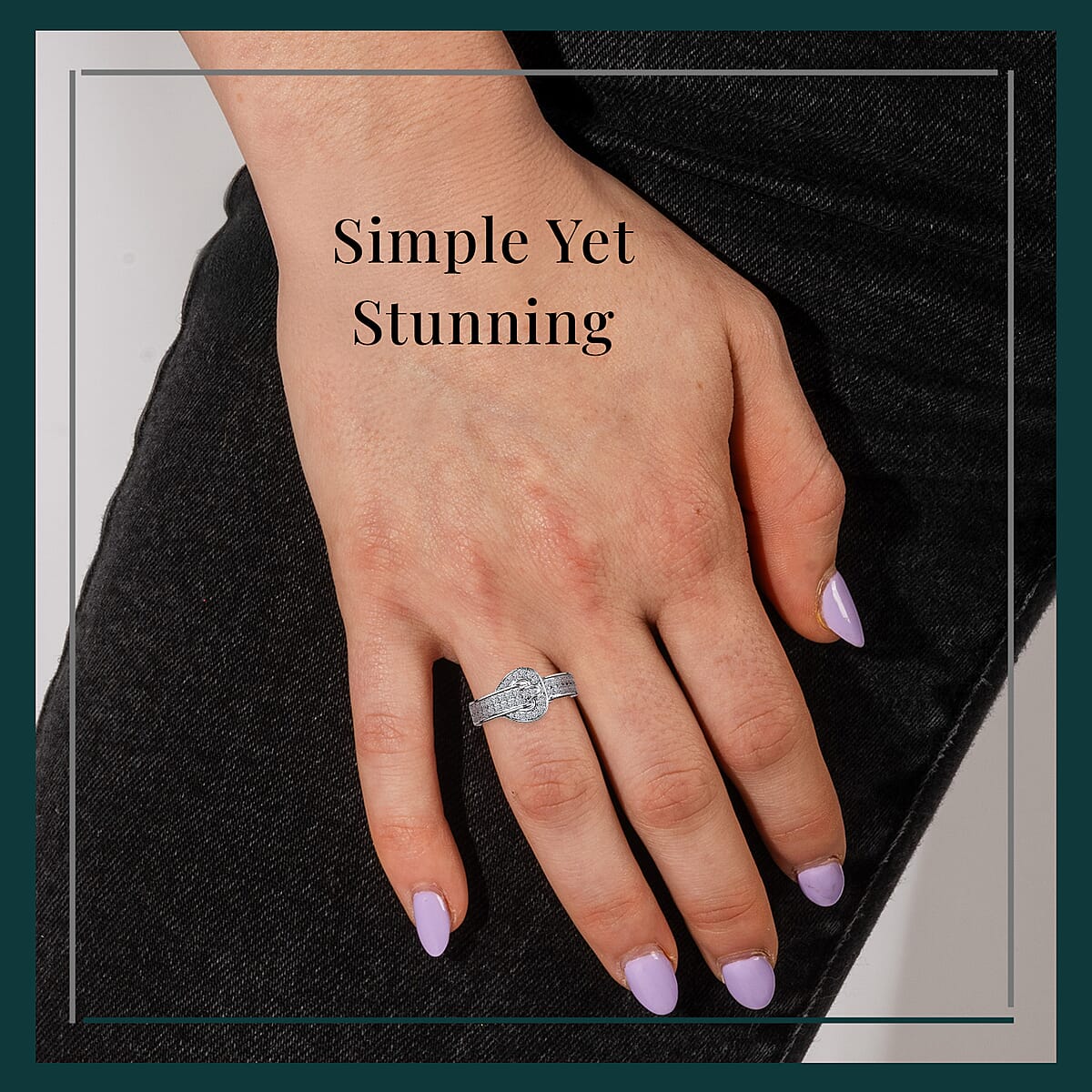 Luxuriant Lab Grown Diamond G-H SI 0.50 ctw Buckle Ring in Rhodium Over Sterling Silver (Size 5.0) image number 1