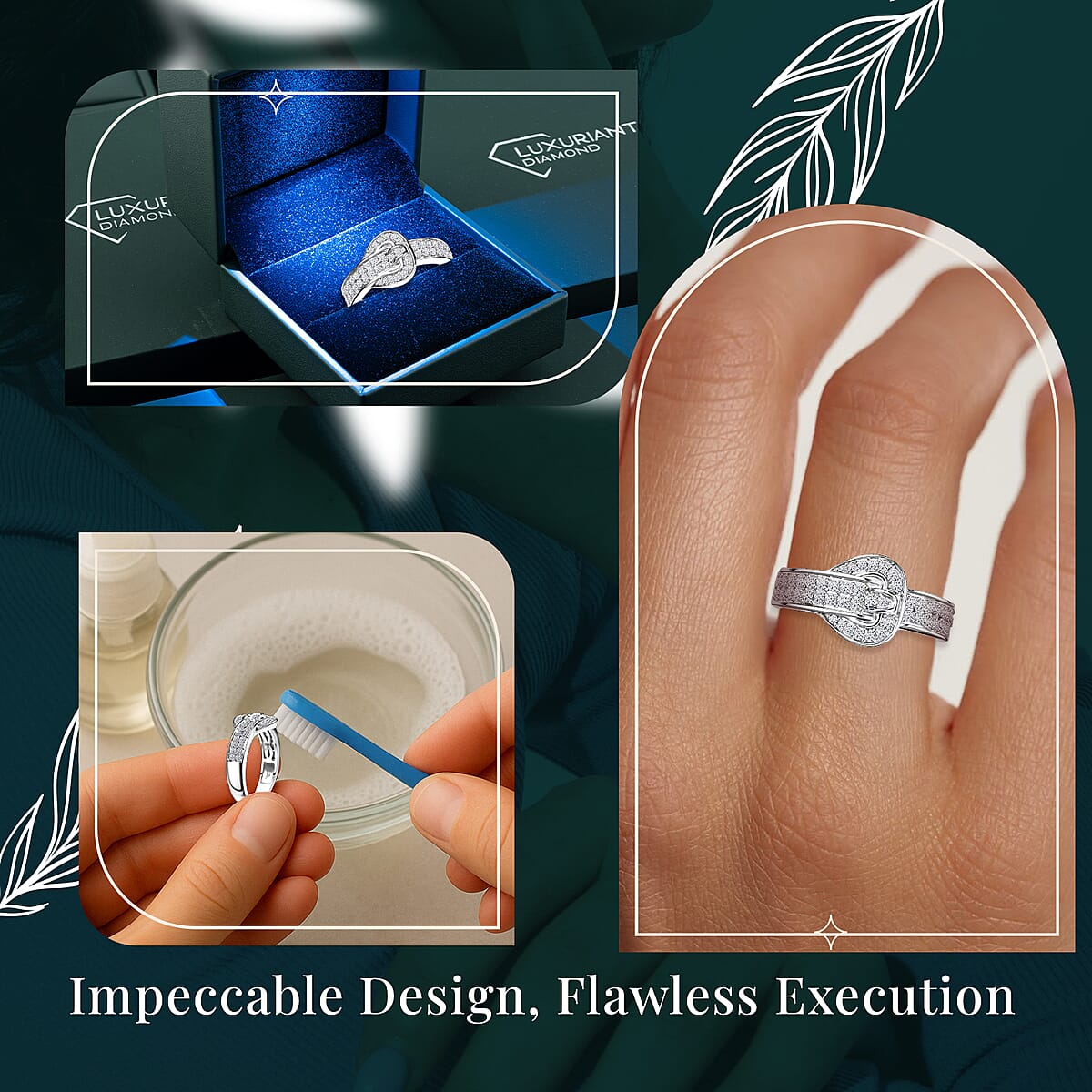 Luxuriant Lab Grown Diamond G-H SI 0.50 ctw Buckle Ring in Rhodium Over Sterling Silver (Size 5.0) image number 6