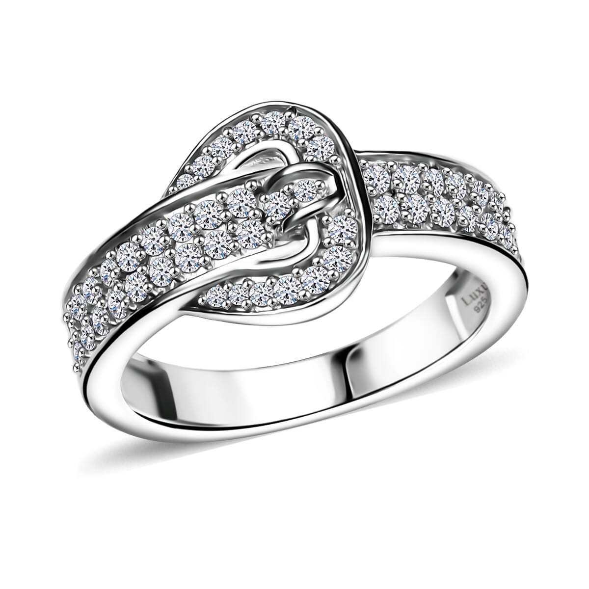 Luxuriant Lab Grown Diamond G-H SI 0.50 ctw Buckle Ring in Rhodium Over Sterling Silver (Size 6.0) image number 0