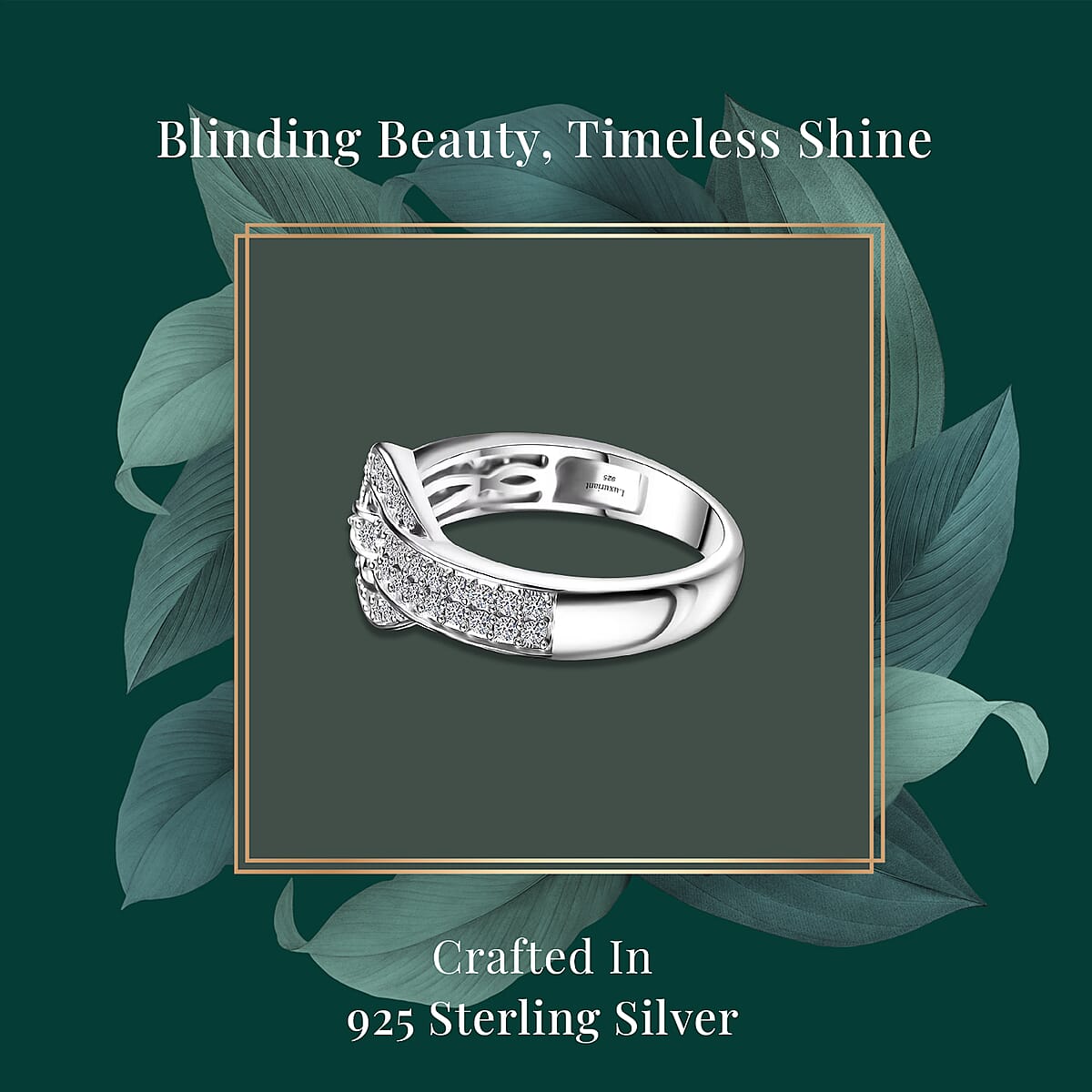 Luxuriant Lab Grown Diamond G-H SI 0.50 ctw Buckle Ring in Rhodium Over Sterling Silver (Size 9.0) image number 2