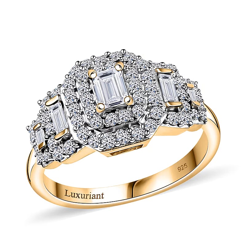 Luxuriant Lab Grown Diamond E-F VS 1.00 ctw Celestial Lineage Ring in 18K Vermeil Yellow Gold Over Sterling Silver (Size 10.0)