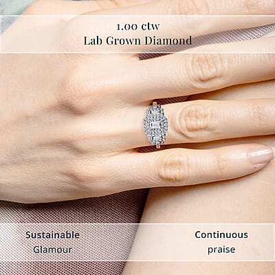 Luxuriant Lab Grown Diamond E-F VS 1.00 ctw Celestial Lineage Ring in 18K Vermeil Yellow Gold Over Sterling Silver (Size 10.0)