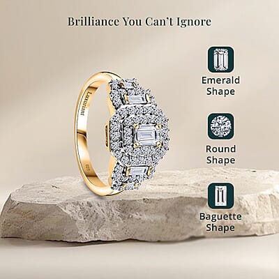 Luxuriant Lab Grown Diamond E-F VS 1.00 ctw Celestial Lineage Ring in 18K Vermeil Yellow Gold Over Sterling Silver (Size 10.0)