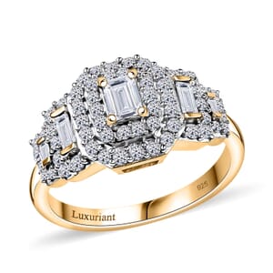 Luxuriant Lab Grown Diamond E-F VS 1.00 ctw Ring in 18K Vermeil Yellow Gold Over Sterling Silver (Size 9.0)