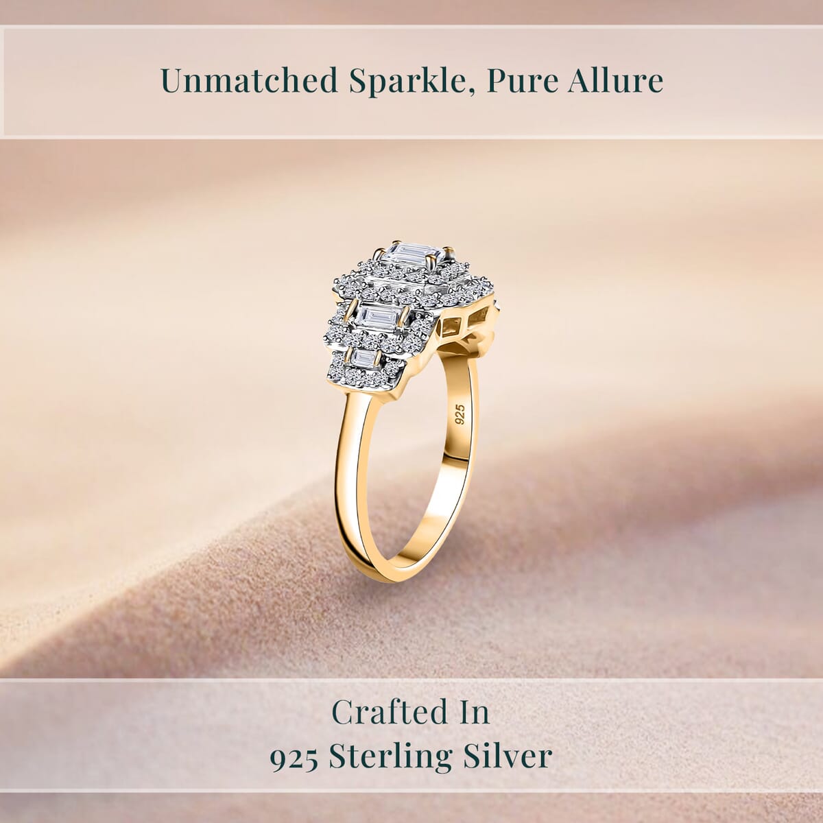 Luxuriant Lab Grown Diamond E-F VS 1.00 ctw Ring in 18K Vermeil Yellow Gold Over Sterling Silver (Size 9.0) image number 2