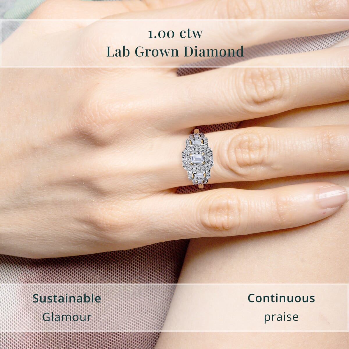 Luxuriant Lab Grown Diamond E-F VS 1.00 ctw Ring in 18K Vermeil Yellow Gold Over Sterling Silver (Size 9.0) image number 4