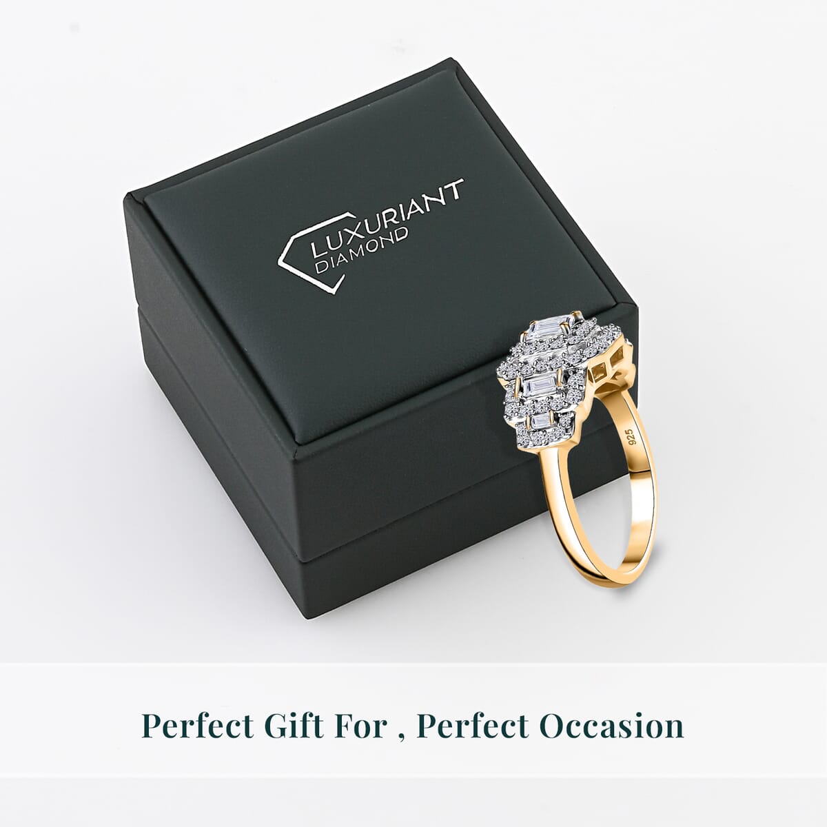 Luxuriant Lab Grown Diamond E-F VS 1.00 ctw Ring in 18K Vermeil Yellow Gold Over Sterling Silver (Size 9.0) image number 6