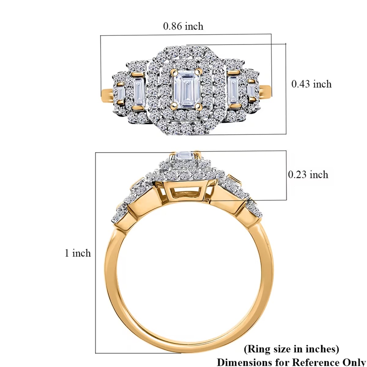 Luxuriant Lab Grown Diamond E-F VS 1.00 ctw Ring in 18K Vermeil Yellow Gold Over Sterling Silver (Size 9.0) image number 7