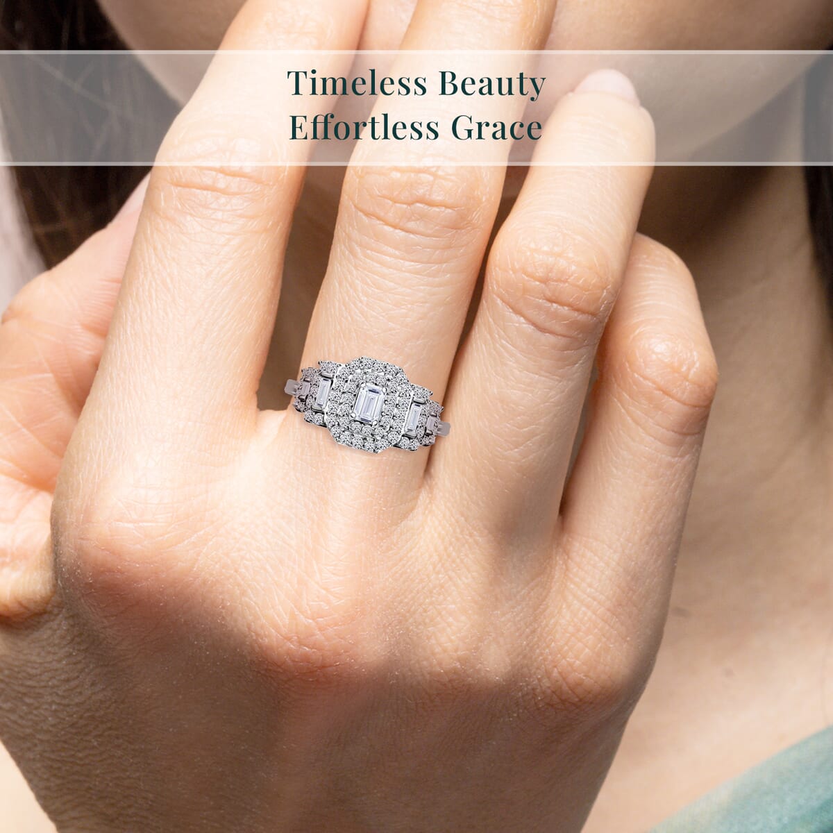 Luxuriant Lab Grown Diamond E-F VS 1.00 ctw Celestial Lineage Ring in Rhodium Over Sterling Silver (Size 10.0) image number 1