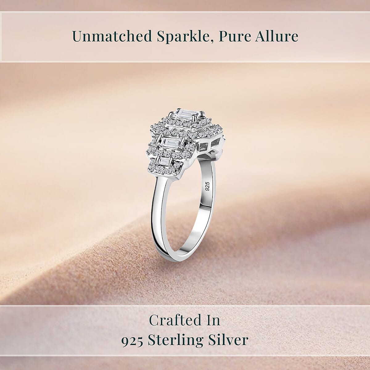 Luxuriant Lab Grown Diamond E-F VS 1.00 ctw Celestial Lineage Ring in Rhodium Over Sterling Silver (Size 9.0) image number 2