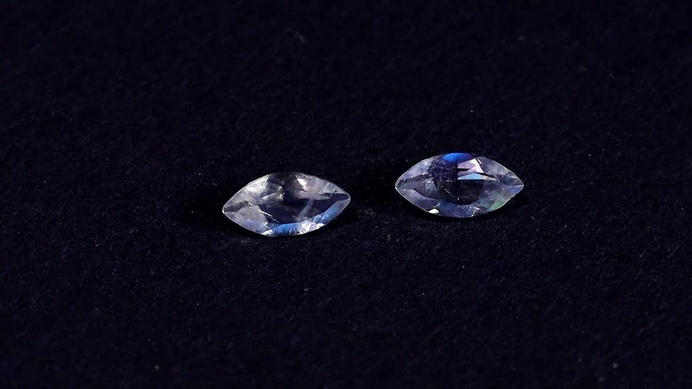 AA Rainbow Moonstone Set of 2 (Mrq 5x2.5 mm) 0.25 ctw Loose Gemstone