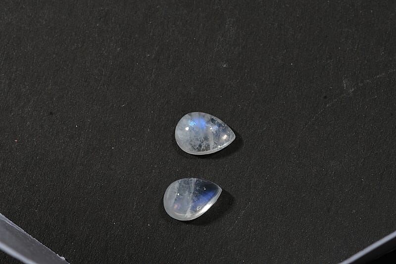 Set of 2 Rainbow Moonstone (Pear 6x4 mm) 0.82 ctw Loose Gemstone